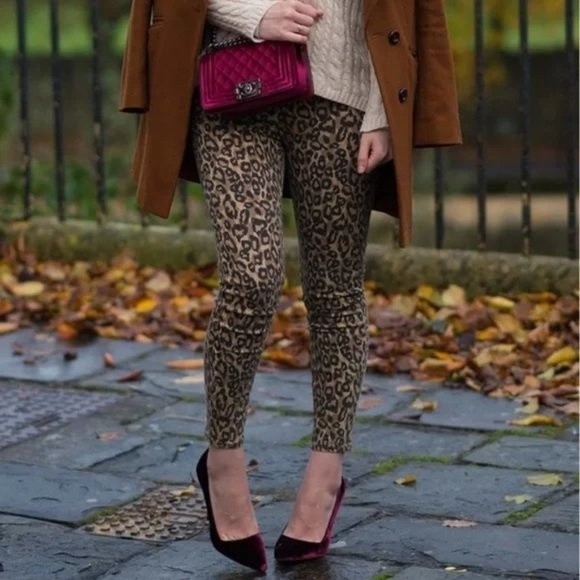 J Brand Alana High Rise Crop Skinny Jean Pants Golden Leopard Size 27 - Picture 2 of 9